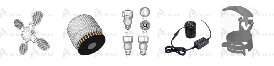 Патенты на промышленный образец класс 26-99 МКПО: дизайн и форма отражателя, комбинированного аксессуара, гасителя для свечей