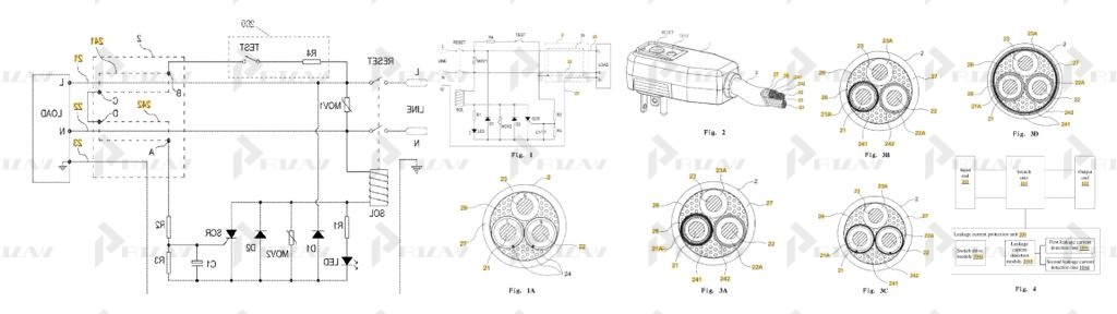 Патент на изобретение № 10886724 Устройство обнаружения и прерывания тока утечки для шнура питания