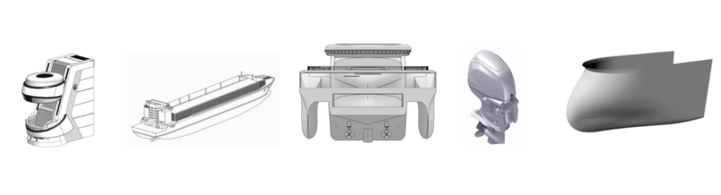 Примеры изображений внешних форм корпусов плавучих средств и их элементов