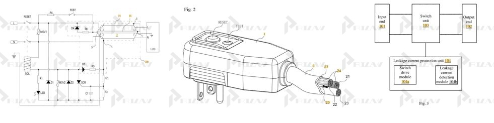 Патент на изобретение № 10557883 Устройство обнаружения и защиты от тока утечки для шнура питания