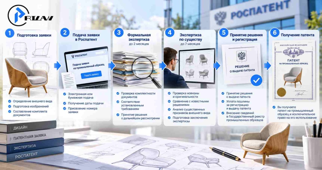 Этапы процесса получения патента на промышленный образец
