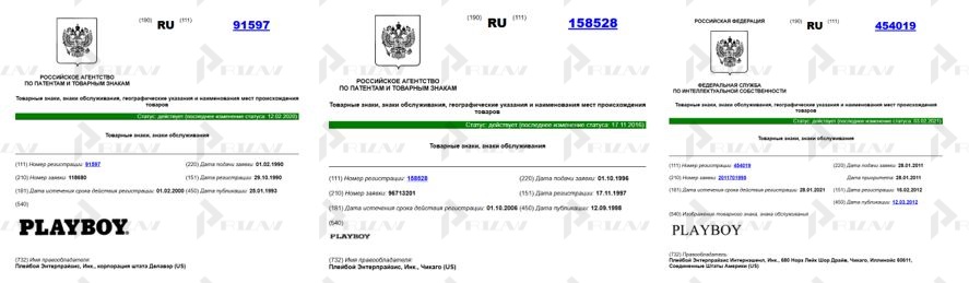 Товарные знаки Playboy Enterprises Товарные знаки Playboy