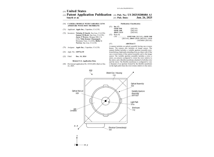 Патент на модуль камеры с переменной диафрагмой объектива и мягкой мембраной