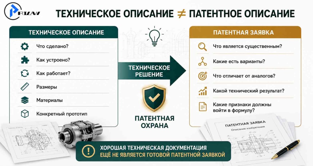 Техническое описание ≠ патентное описание