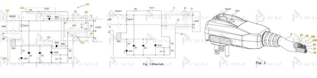 Патент на изобретение № 11480628 Шнур питания для использования с устройством обнаружения и прерывания тока утечки
