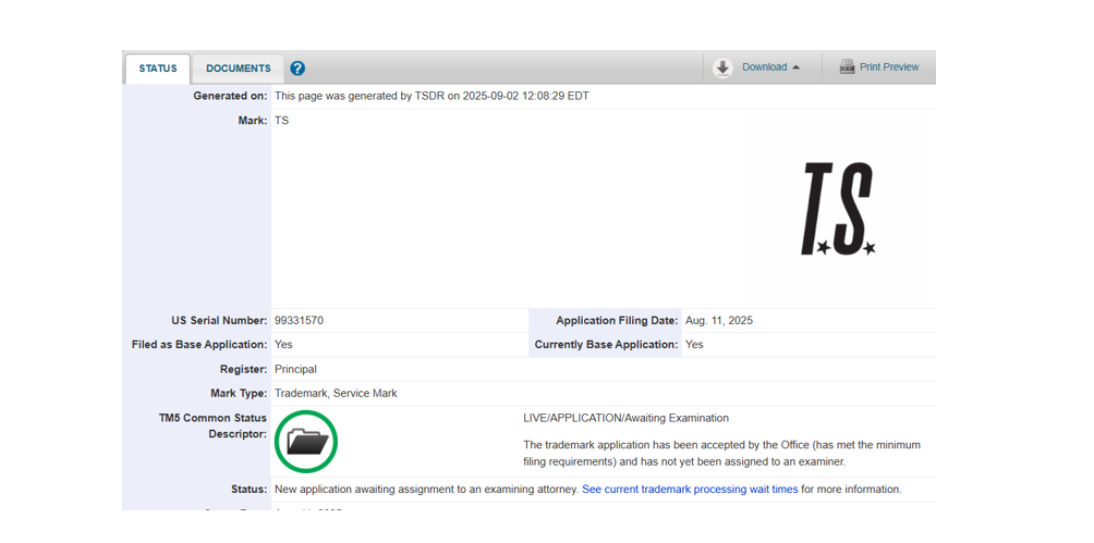 Товарный знак Тейлор Свифт "TS"