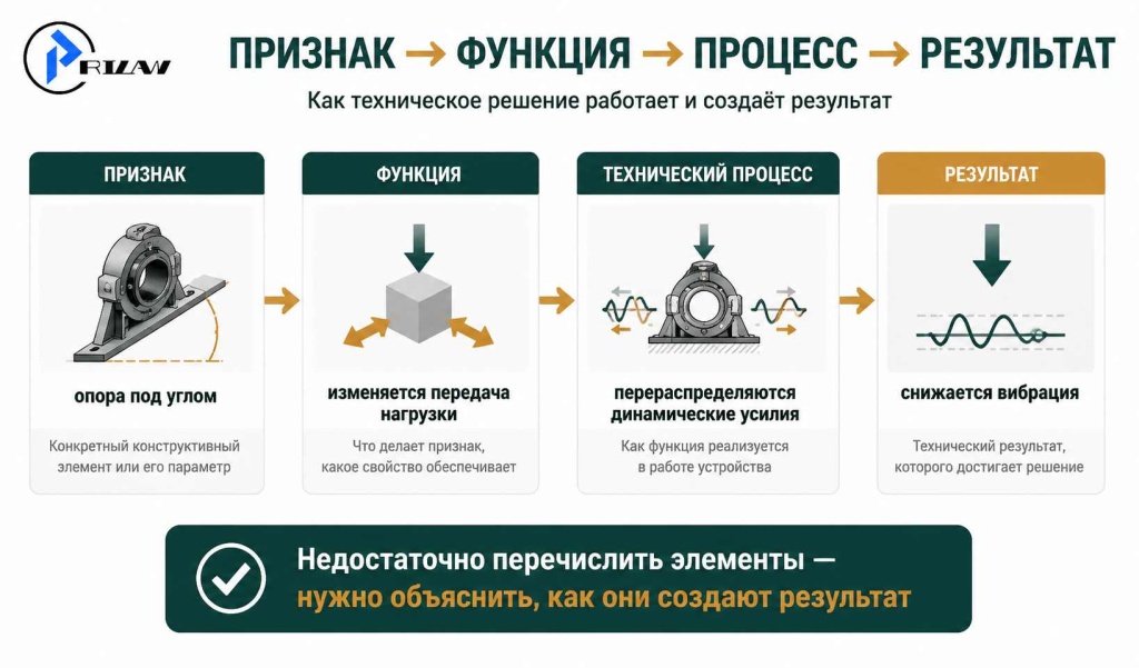 Признак → функция → процесс → результат