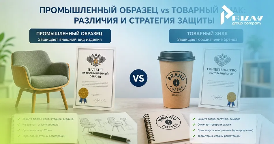 Отличие промышленного образца от товарного знака