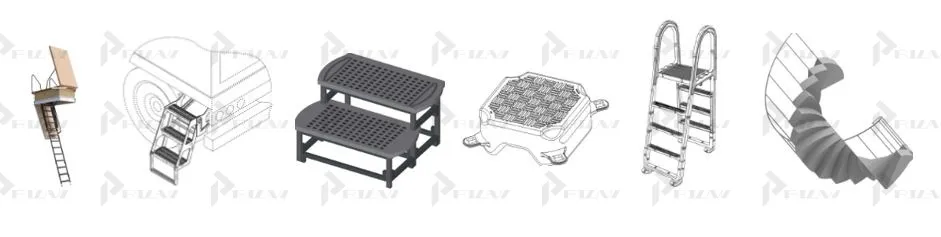 Патенты на промышленный образец класс 25-04 МКПО: дизайн и форма ступени лестниц, лестницы, строительных лесов