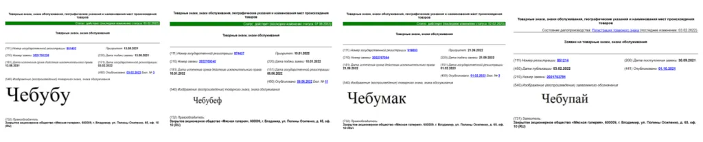 Схожие товарные знаки с товарным знаком Чебурашка