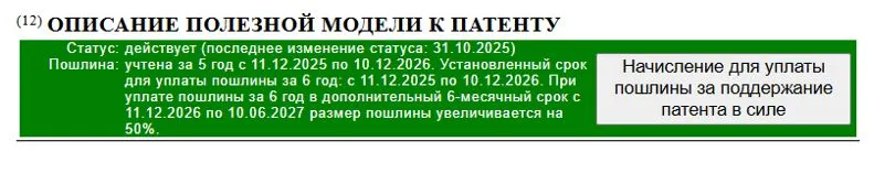 Оплата за поддержание патента на полезную модель в действии Поддержание патента на полезную модель в действии